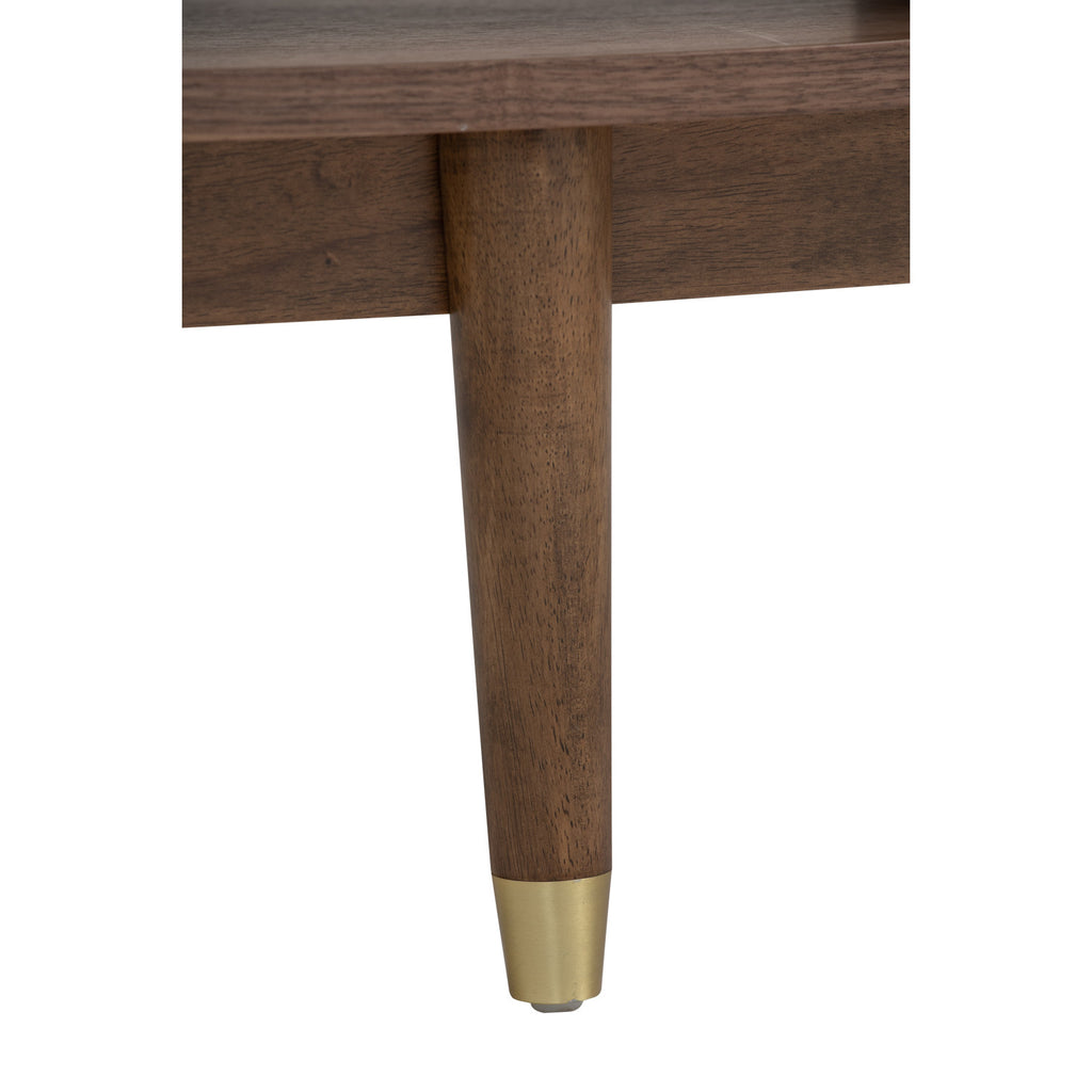 Royston coffee table in Walnut veneer body, Natural colour synthetic rattan side and with Gold colour leg