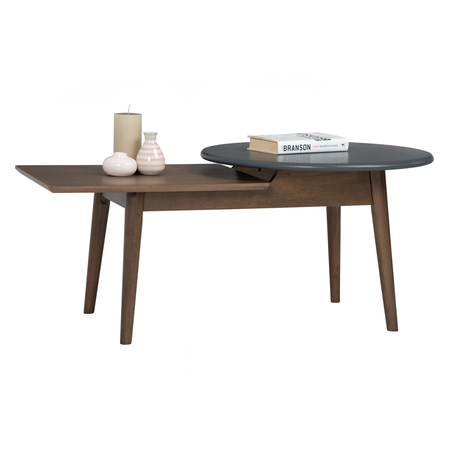 Alora Coffee Table in Cocoa and Graphite Grey colour top with Cocoa colour leg