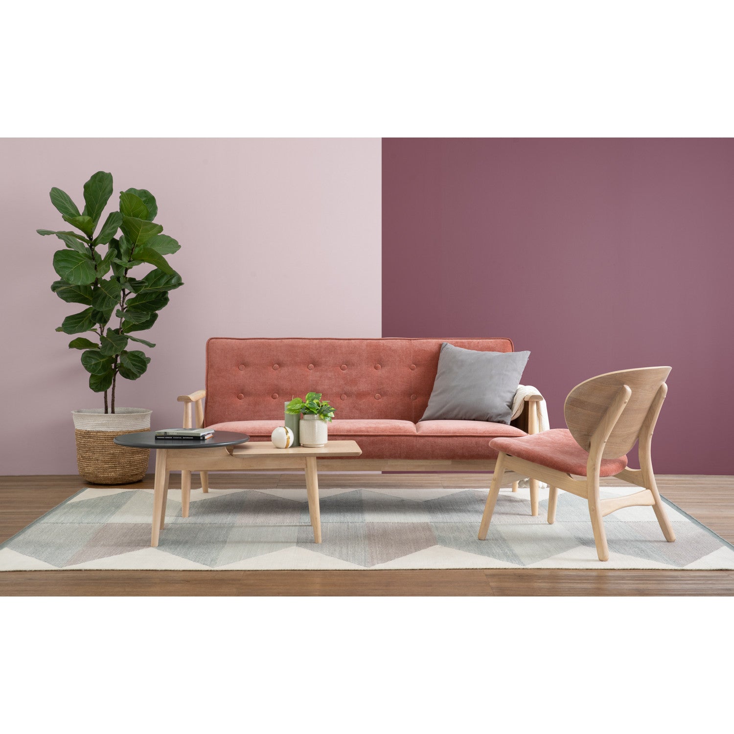 Alora Coffee Table in White Wash and Graphite Grey colour top with White Wash colour leg