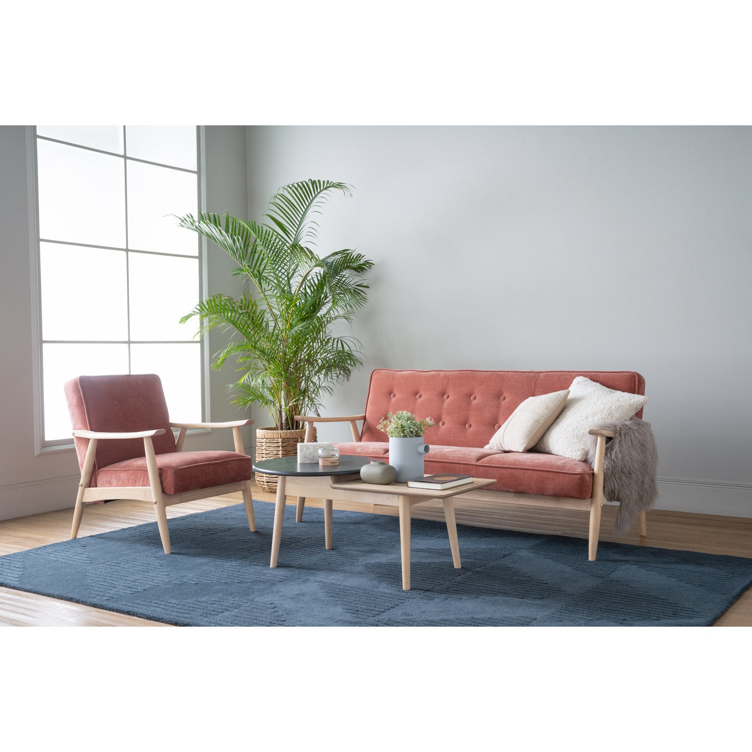 Alora Coffee Table in White Wash and Graphite Grey colour top with White Wash colour leg