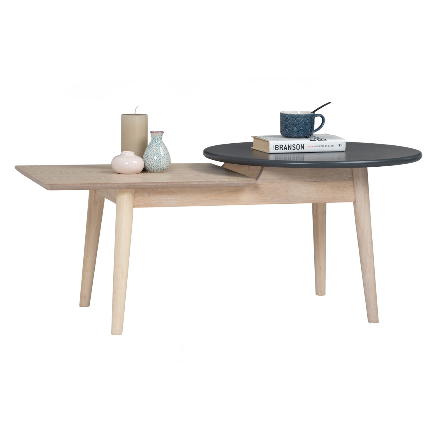 Alora Coffee Table in White Wash and Graphite Grey colour top with White Wash colour leg