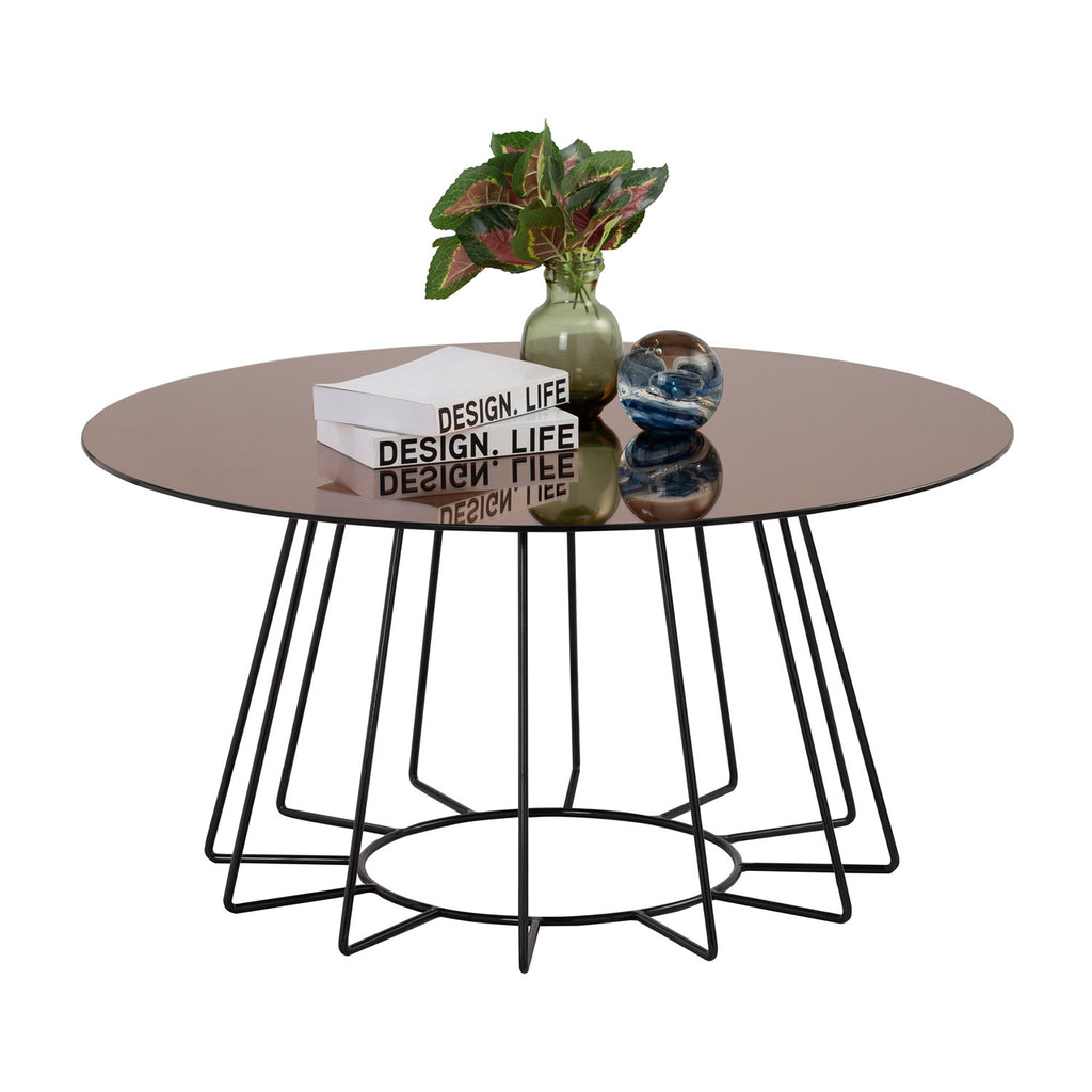 Cyrus Coffee Table in mirror glass top with Matt Black Epoxy colour leg