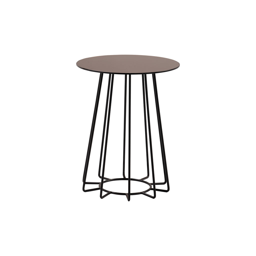 Cyrus Lamp Table in mirror glass top with Matt Black Epoxy colour leg