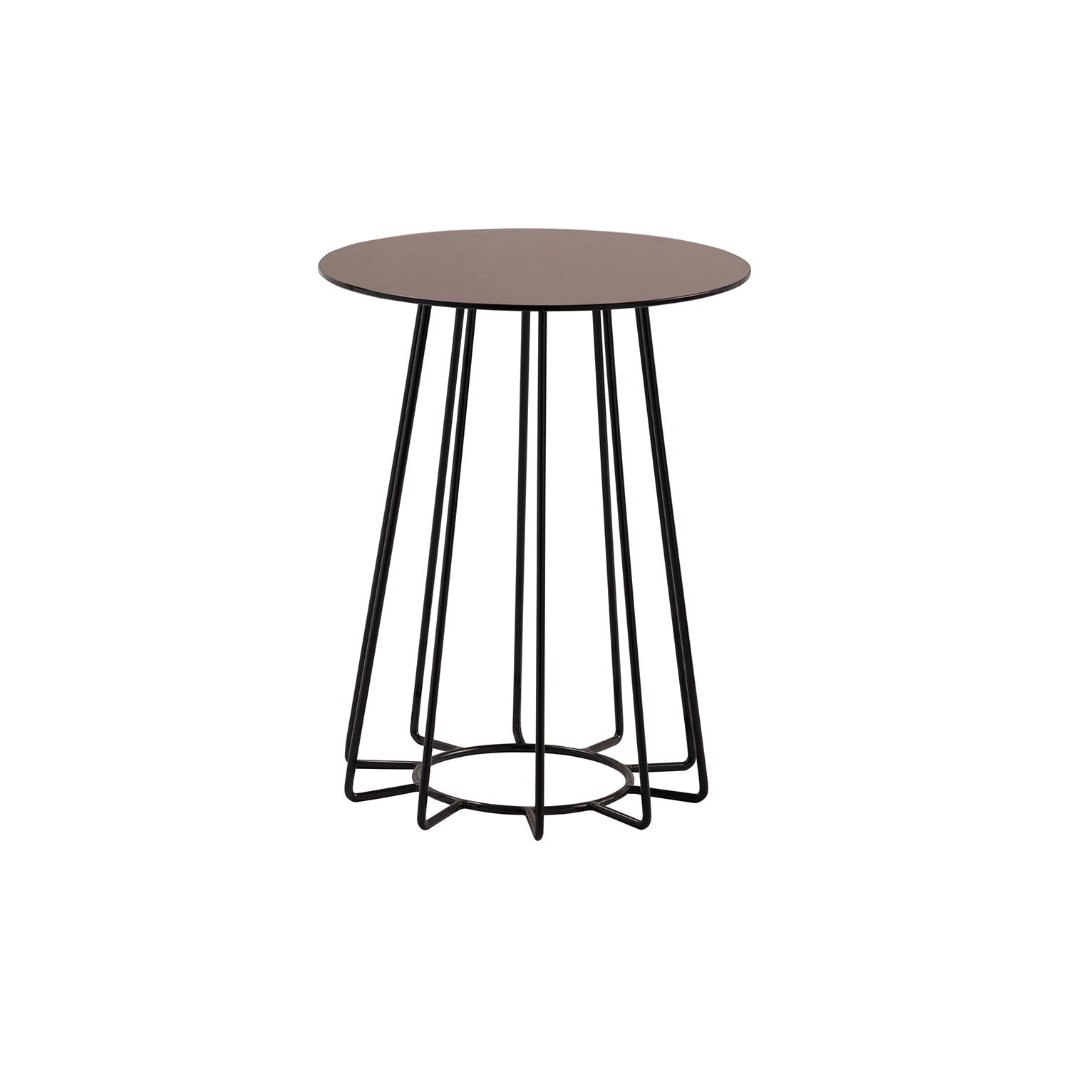 Cyrus Lamp Table in mirror glass top with Matt Black Epoxy colour leg