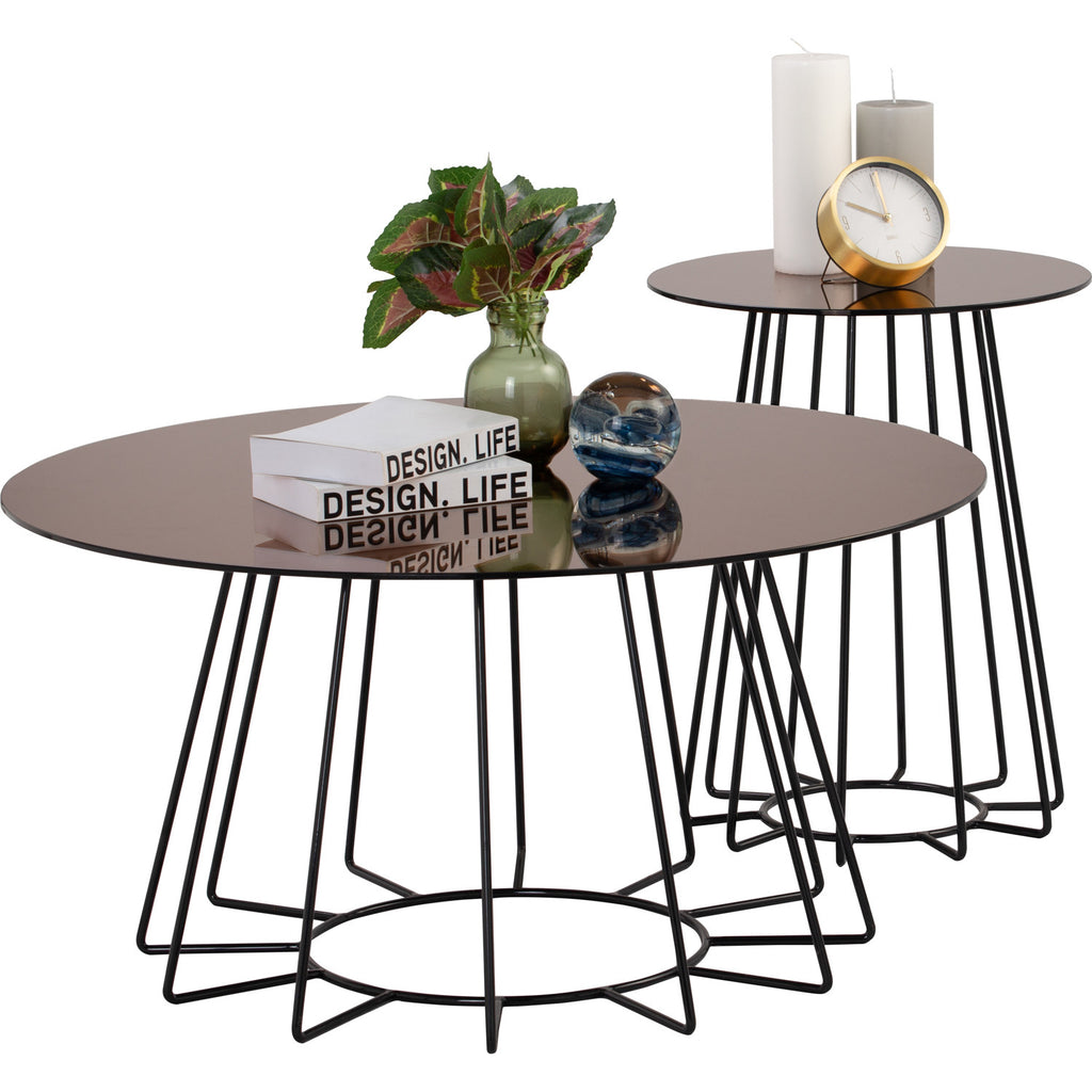 Cyrus Lamp Table in mirror glass top with Matt Black Epoxy colour leg