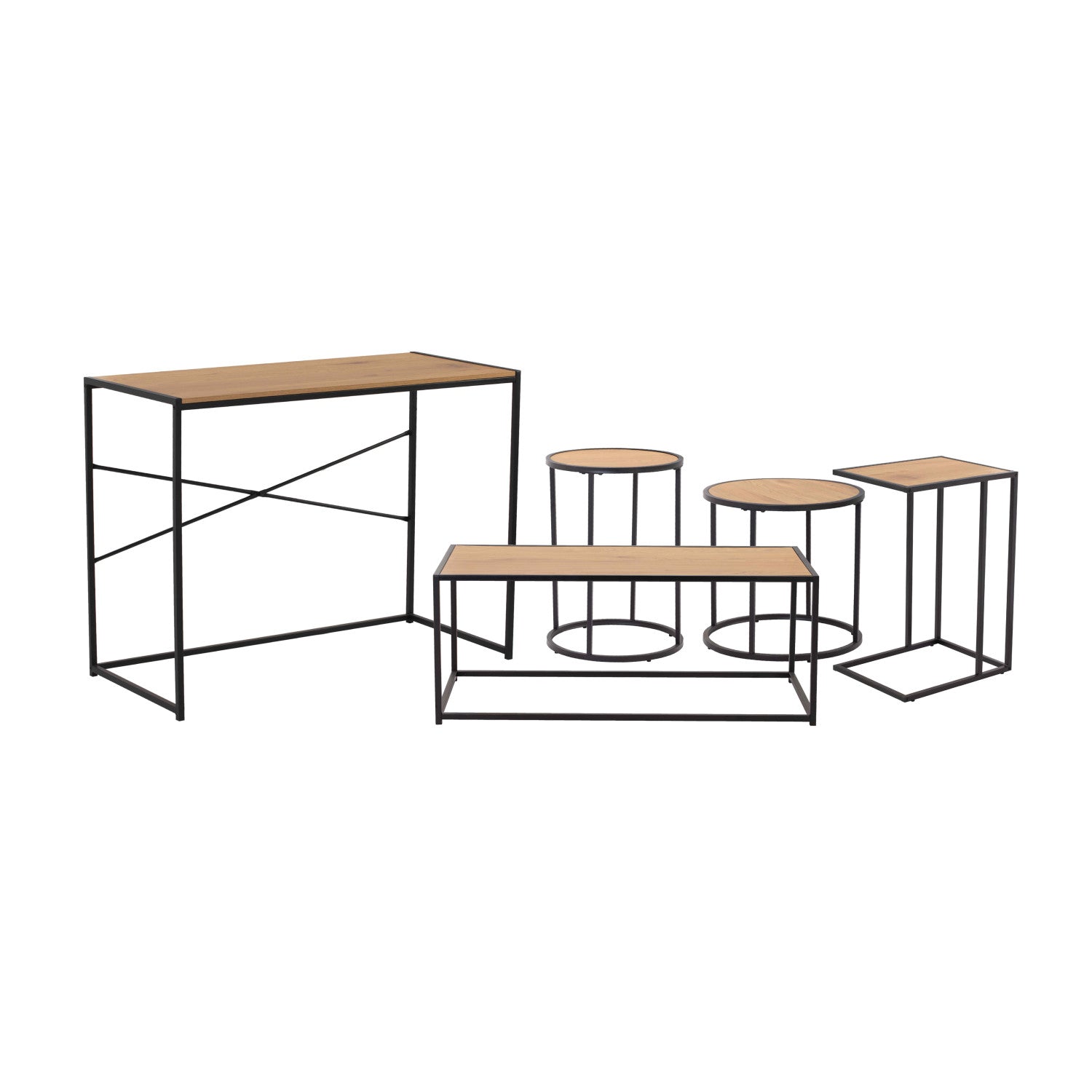 Bradford Coffee Table with Oak colour top, Matt Black Epoxy colour frame