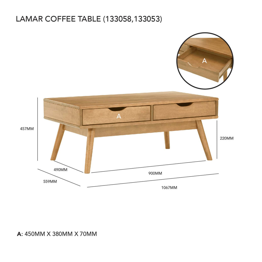 Lamar coffee table in Cocoa colour