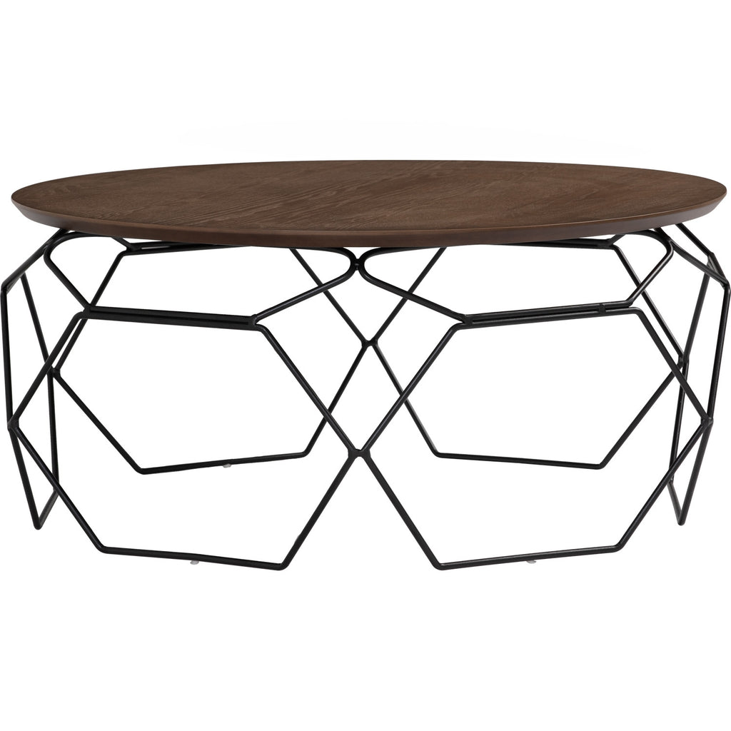 Nano round coffee table in Cocoa colour top, Matt Black Epoxy leg.