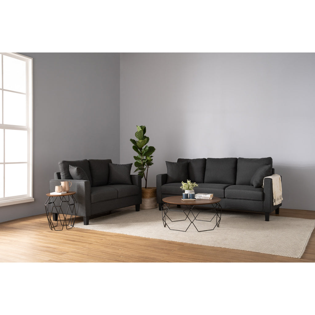 Nano round coffee table in Cocoa colour top, Matt Black Epoxy leg.