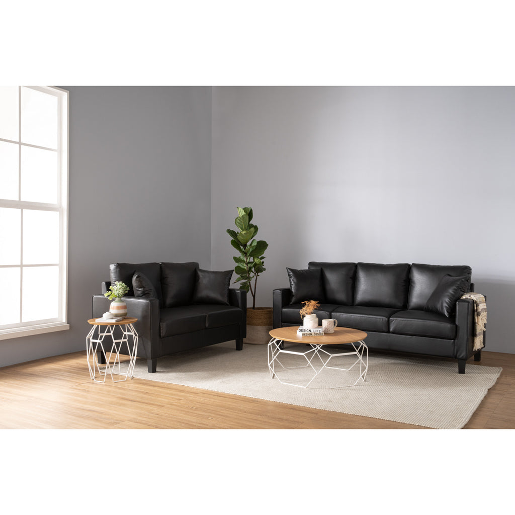 Nano round coffee table in Natural colour top, Matt White Epoxy leg