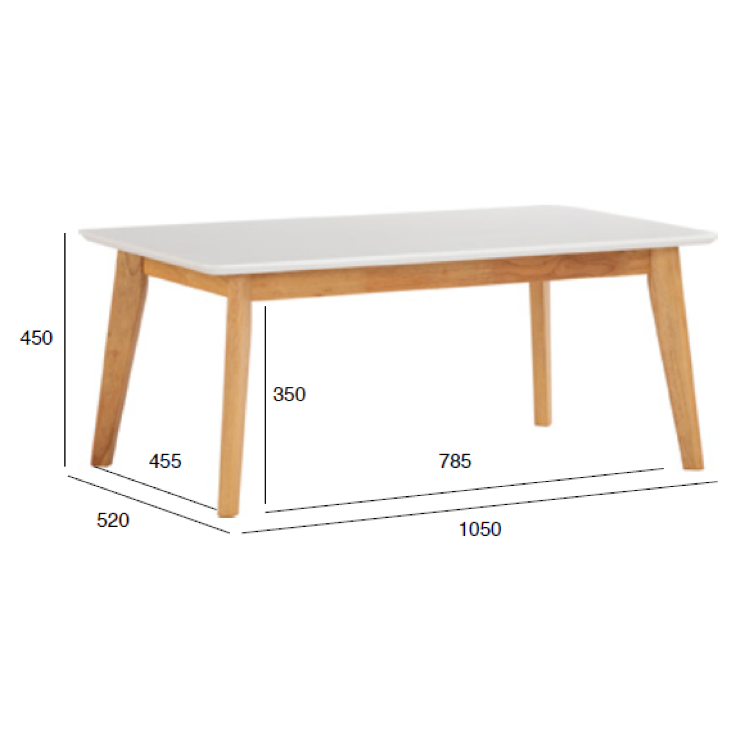 Aimon coffee table in Natural colour leg, White lacquered colour top.