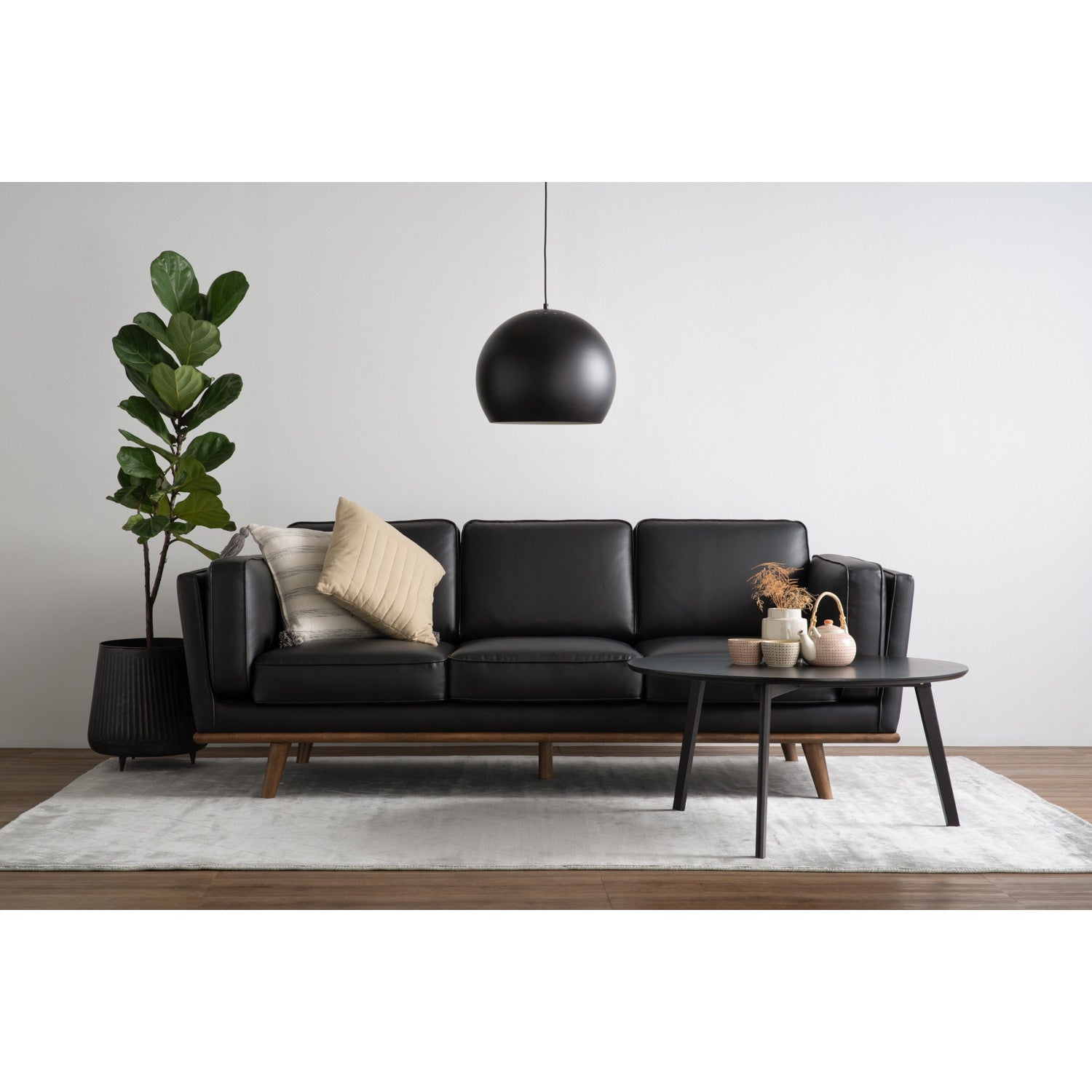 Civic 3 Seater Sofa in Cocoa colour leg, Espresso colour Vinyl
