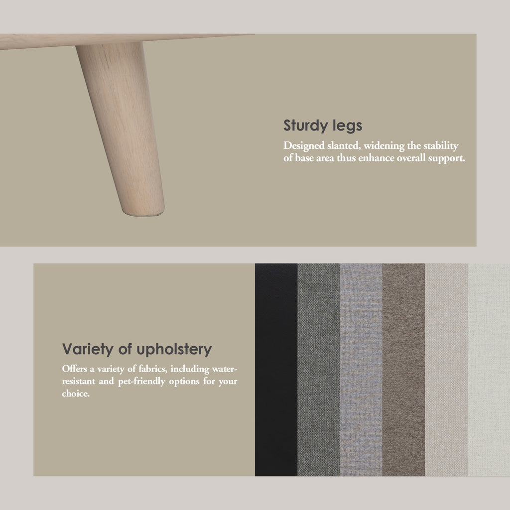 Civic 3 Seater Sofa in Cocoa colour leg, Cream colour pet-friendly fabric.