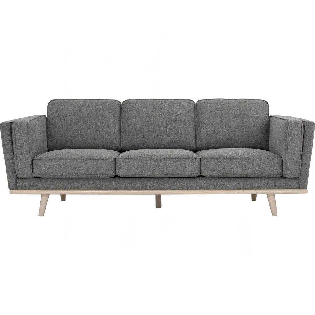 Civic 3 Seater Sofa in White Wash colour leg, Chrome colour Shanturp fabric