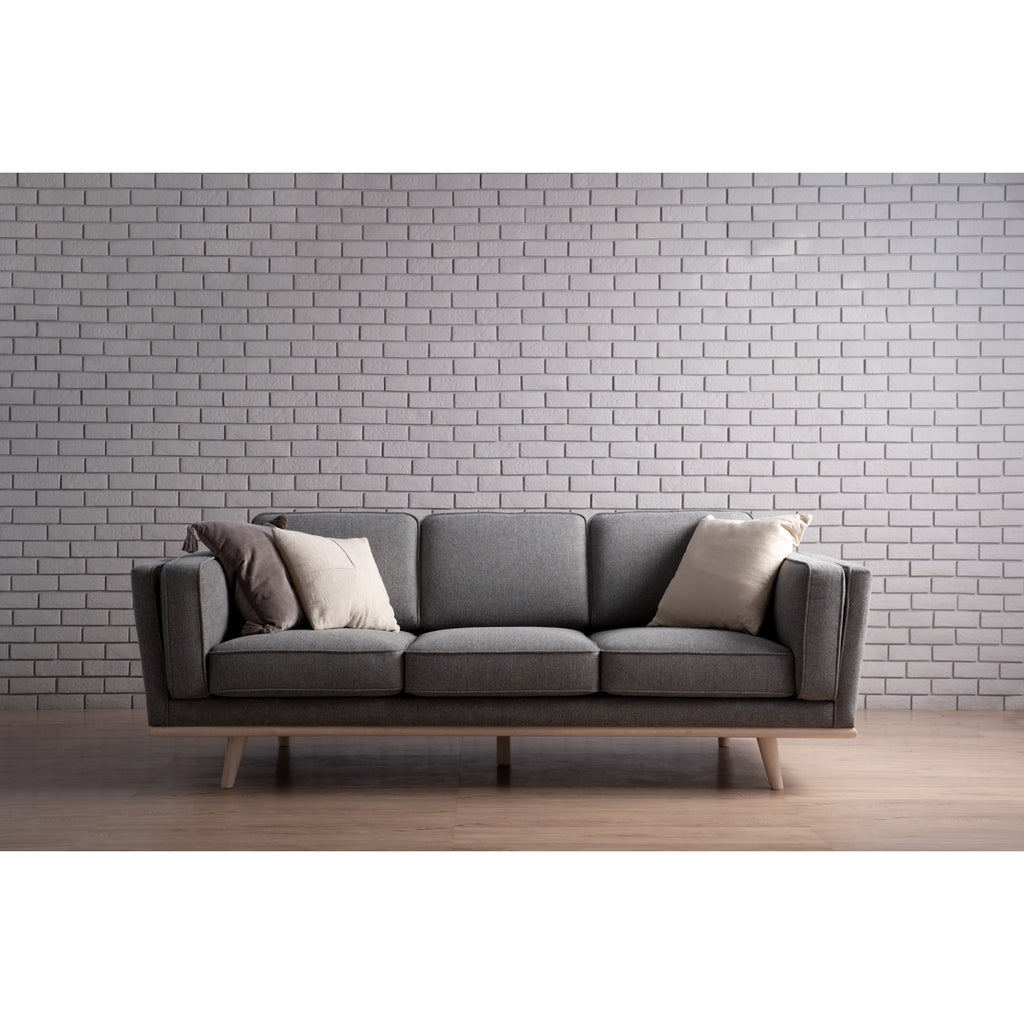 Civic 3 Seater Sofa in White Wash colour leg, Chrome colour Shanturp fabric