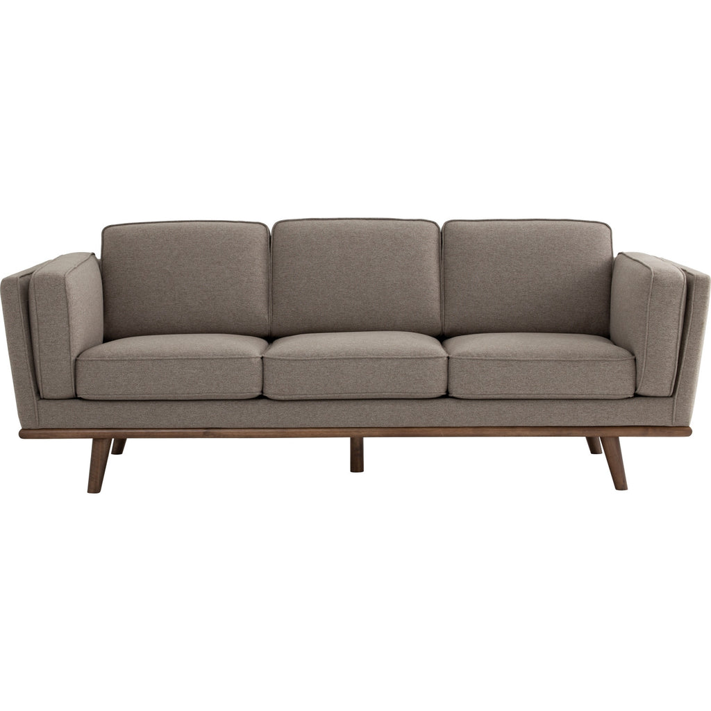 Civic 3 Seater Sofa in Cocoa colour leg, Harmonic Tan colour Dimity fabric
