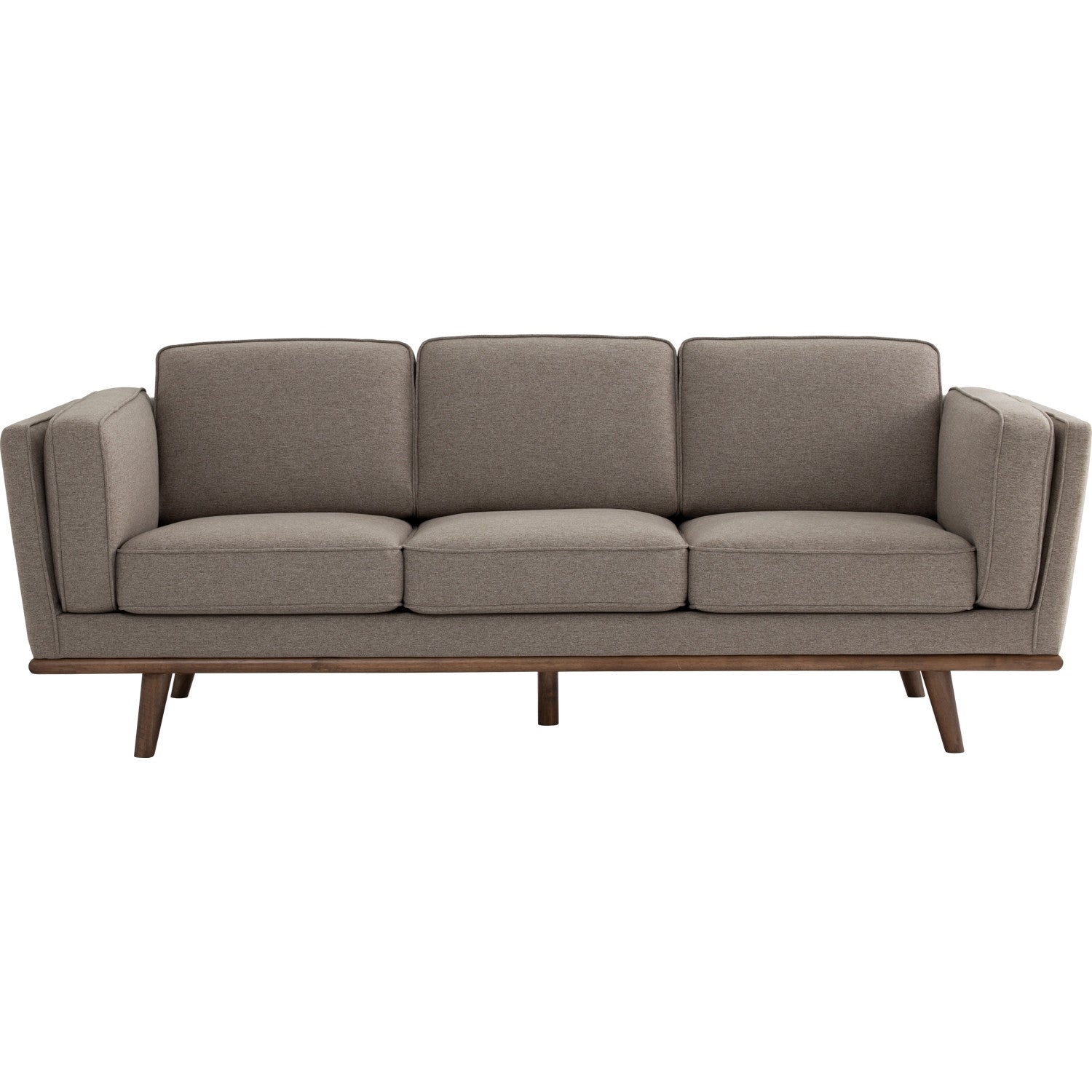 Civic 3 Seater Sofa in Cocoa colour leg, Harmonic Tan colour Dimity fabric