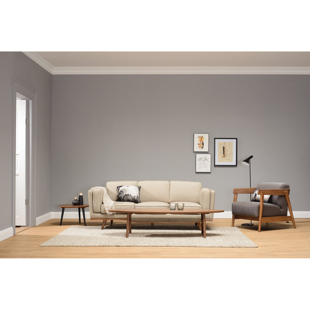 Civic 3 Seater Sofa in Cocoa colour leg, Harmonic Tan colour Dimity fabric