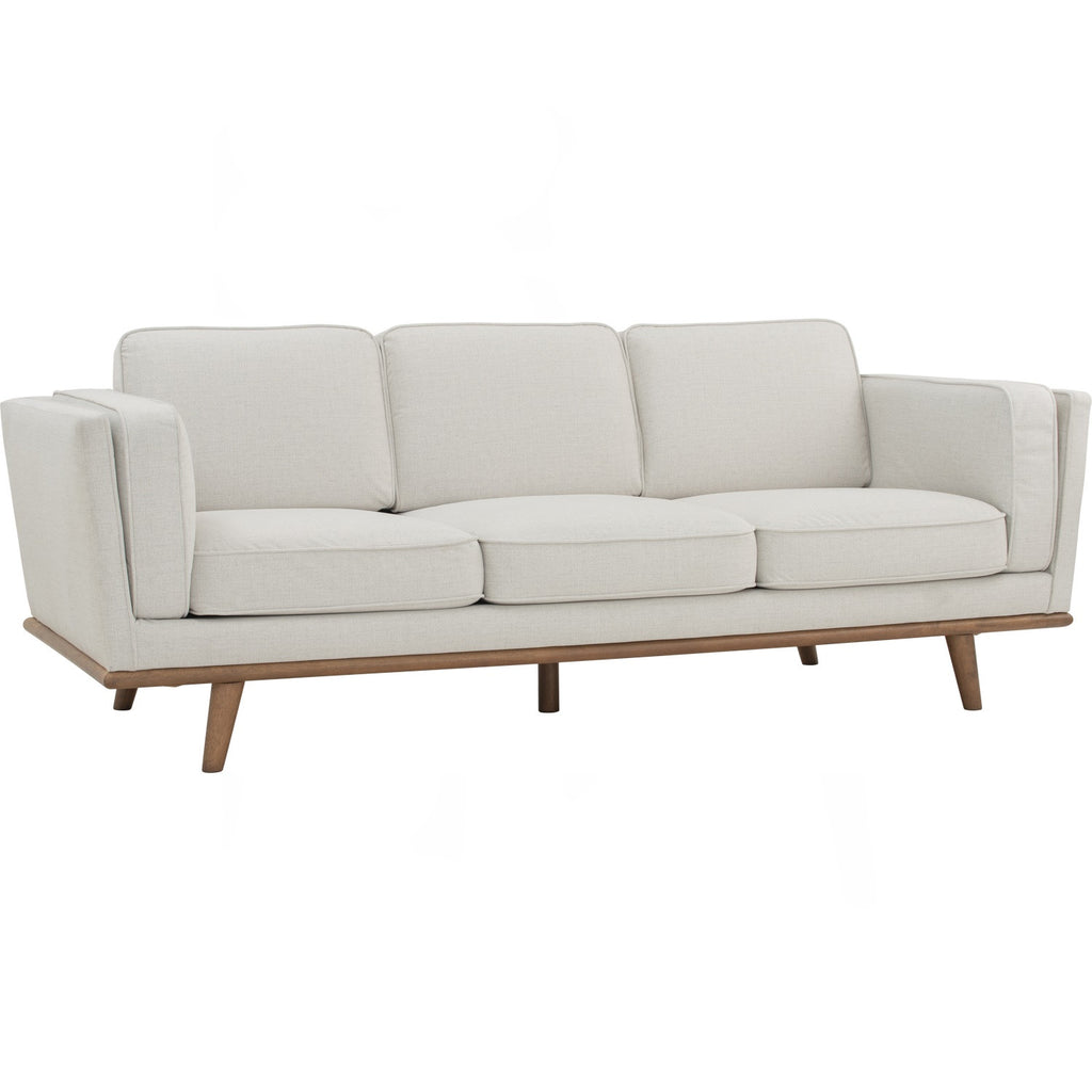 Civic 3 Seater Sofa in Cocoa colour leg, Cream colour pet-friendly fabric.
