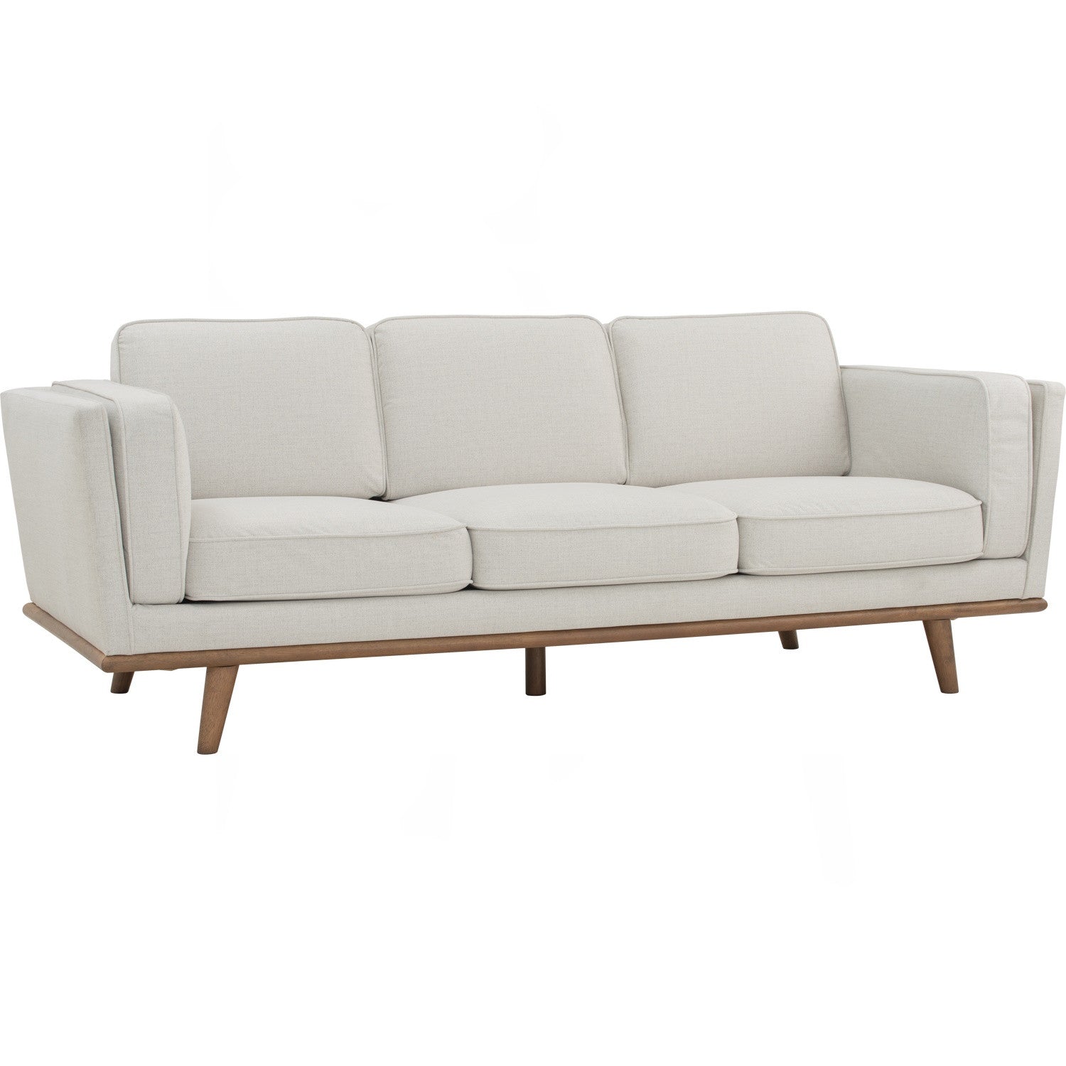 Civic 3 Seater Sofa in Cocoa colour leg, Cream colour pet-friendly fabric.