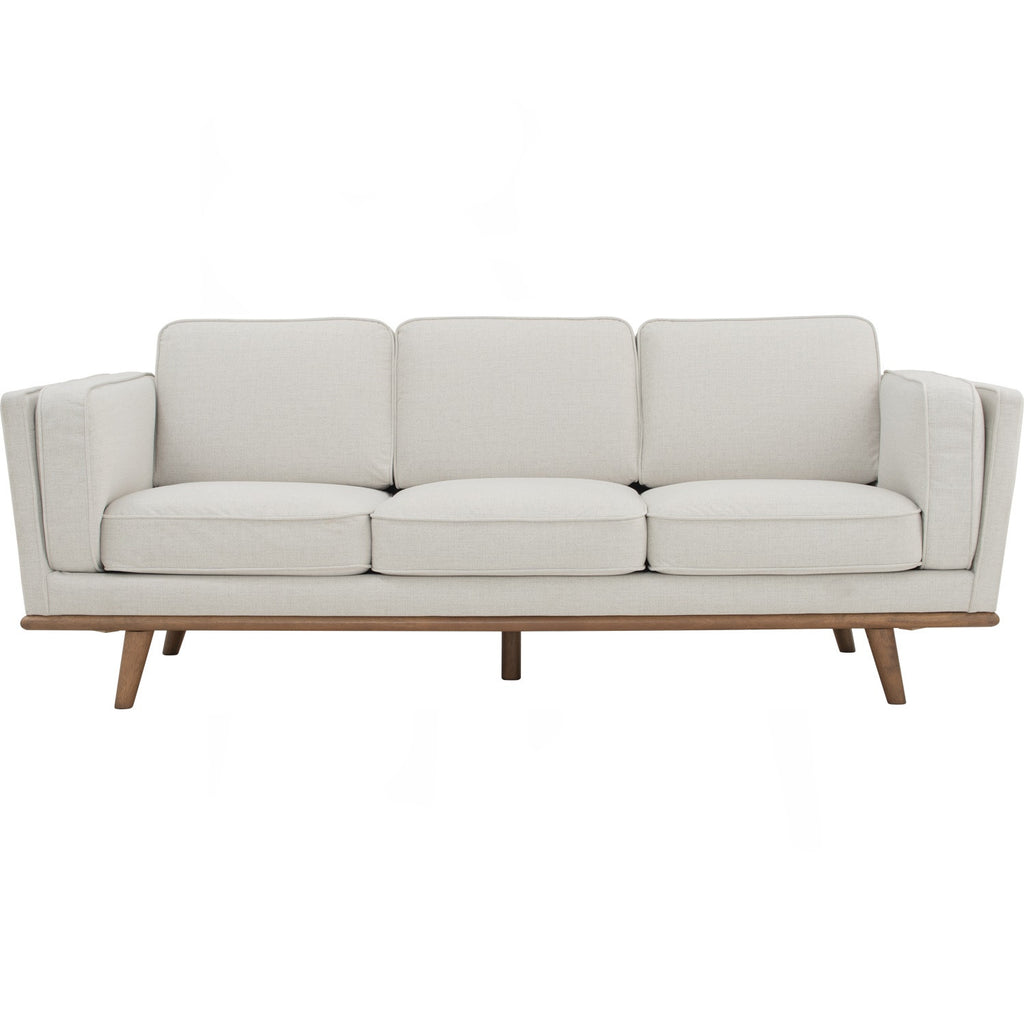 Civic 3 Seater Sofa in Cocoa colour leg, Cream colour pet-friendly fabric.