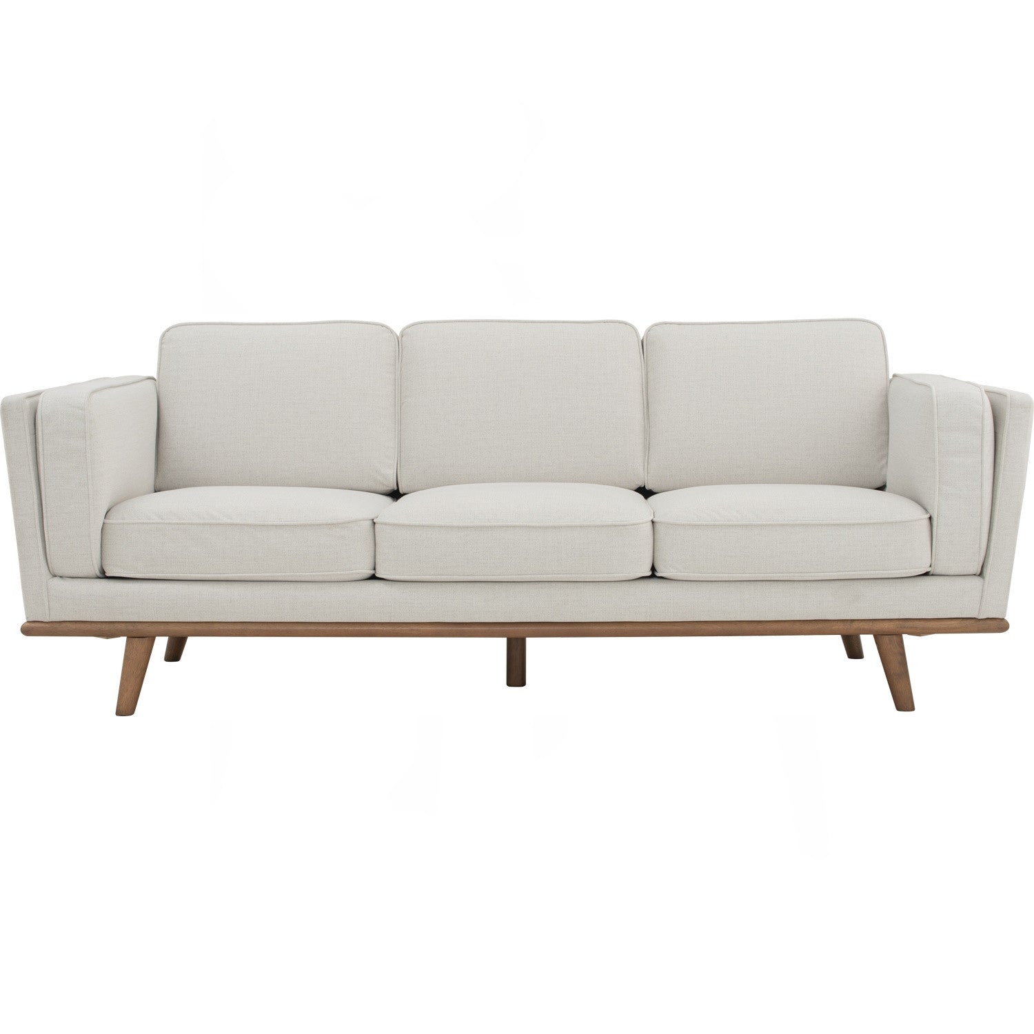Civic 3 Seater Sofa in Cocoa colour leg, Cream colour pet-friendly fabric.