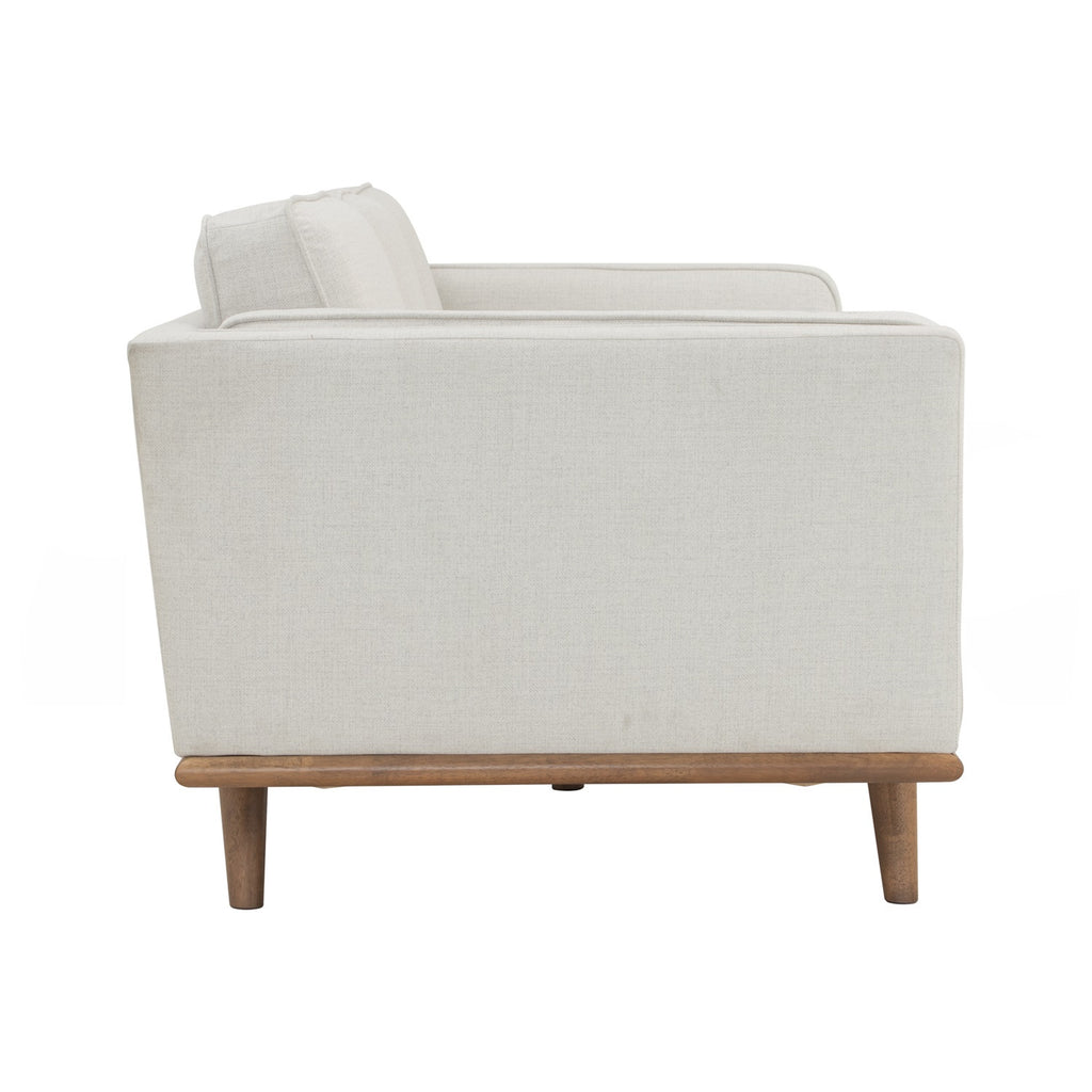 Civic 3 Seater Sofa in Cocoa colour leg, Cream colour pet-friendly fabric.