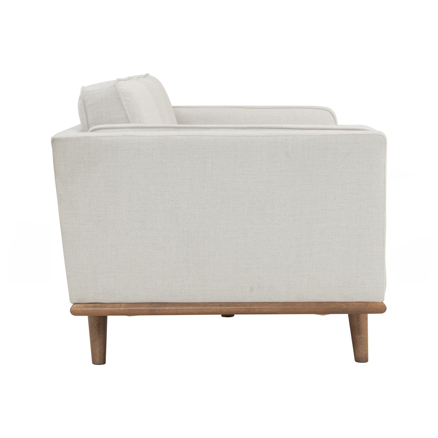 Civic 3 Seater Sofa in Cocoa colour leg, Cream colour pet-friendly fabric.
