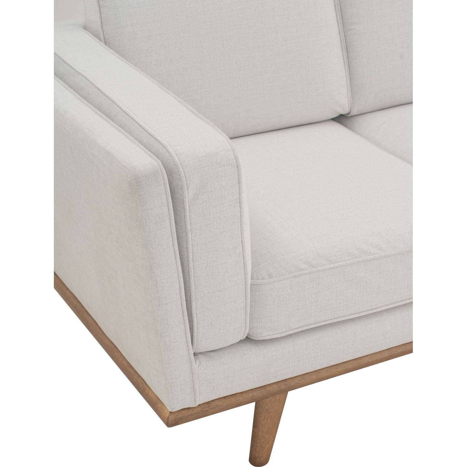 Civic 3 Seater Sofa in Cocoa colour leg, Cream colour pet-friendly fabric.