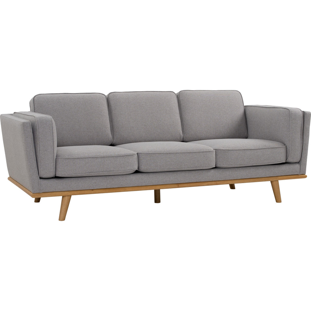 Civic 3 Seater Sofa in Natural colour leg, Light Grey colour Challis fabric