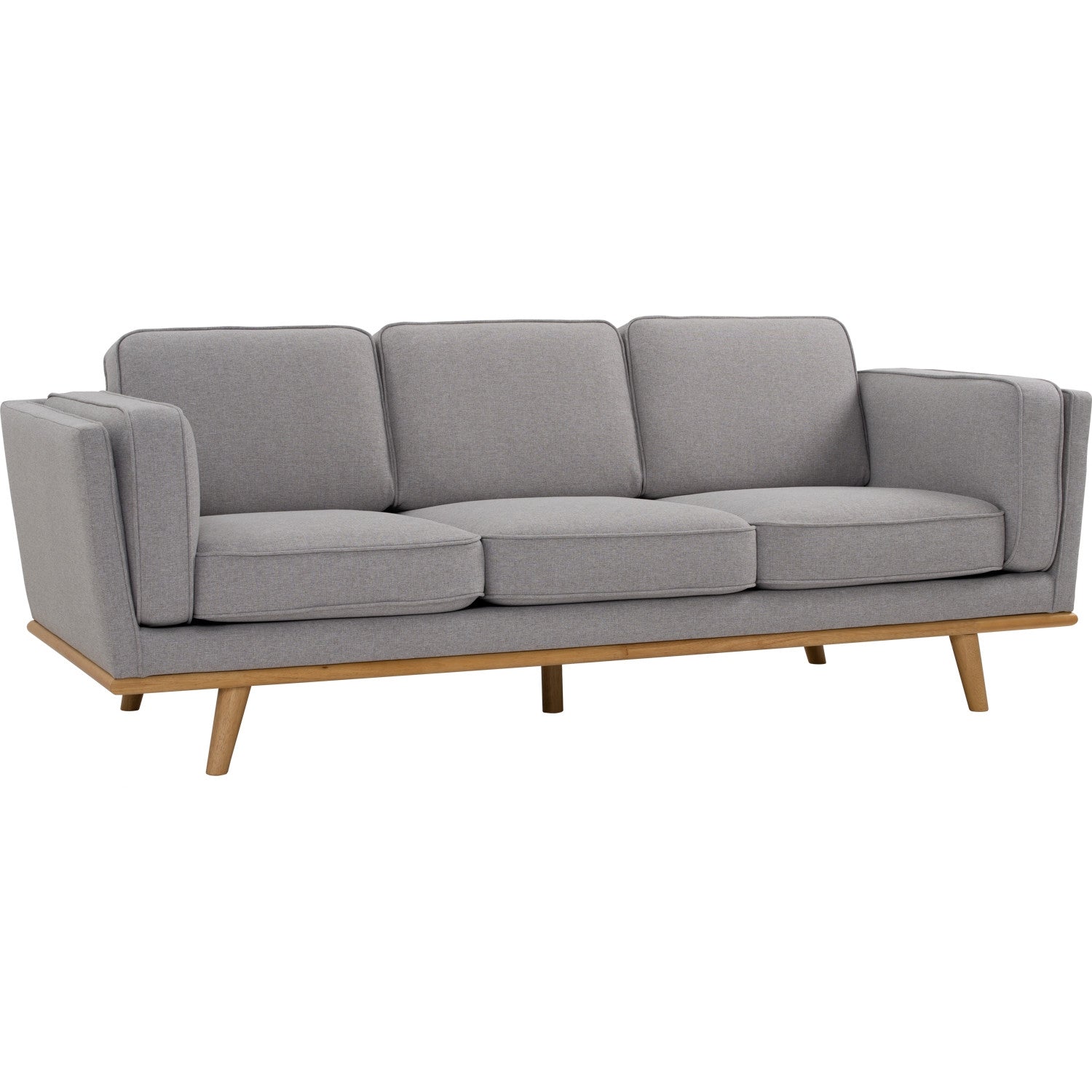 Civic 3 Seater Sofa in Natural colour leg, Light Grey colour Challis fabric