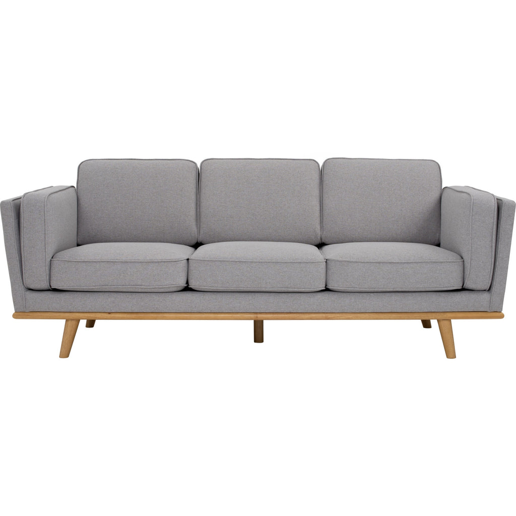 Civic 3 Seater Sofa in Natural colour leg, Light Grey colour Challis fabric