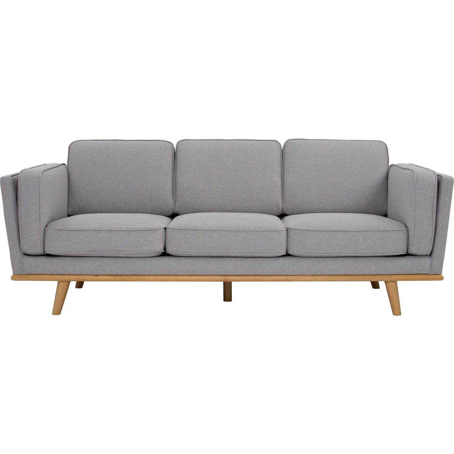 Civic 3 Seater Sofa in Natural colour leg, Light Grey colour Challis fabric