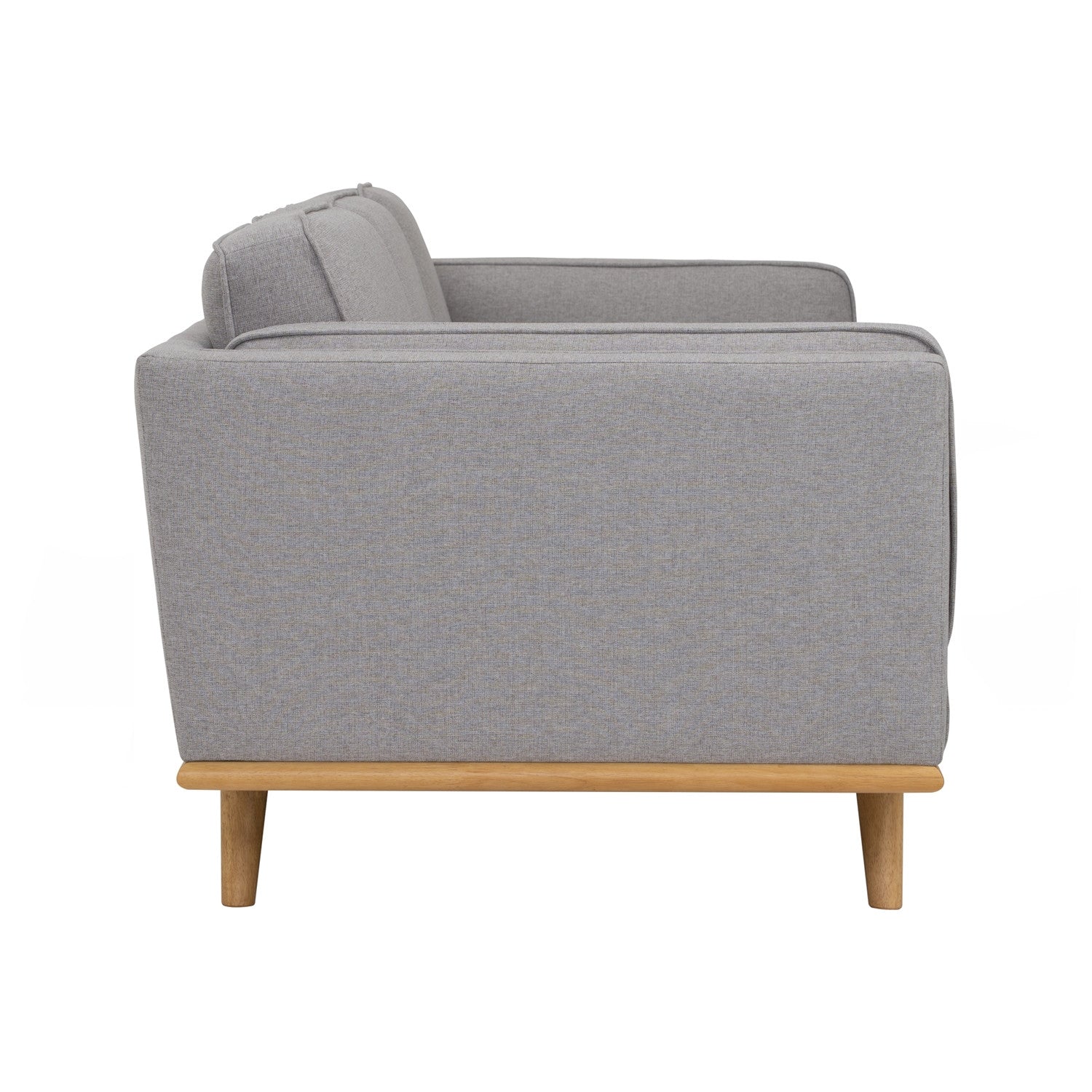 Civic 3 Seater Sofa in Natural colour leg, Light Grey colour Challis fabric
