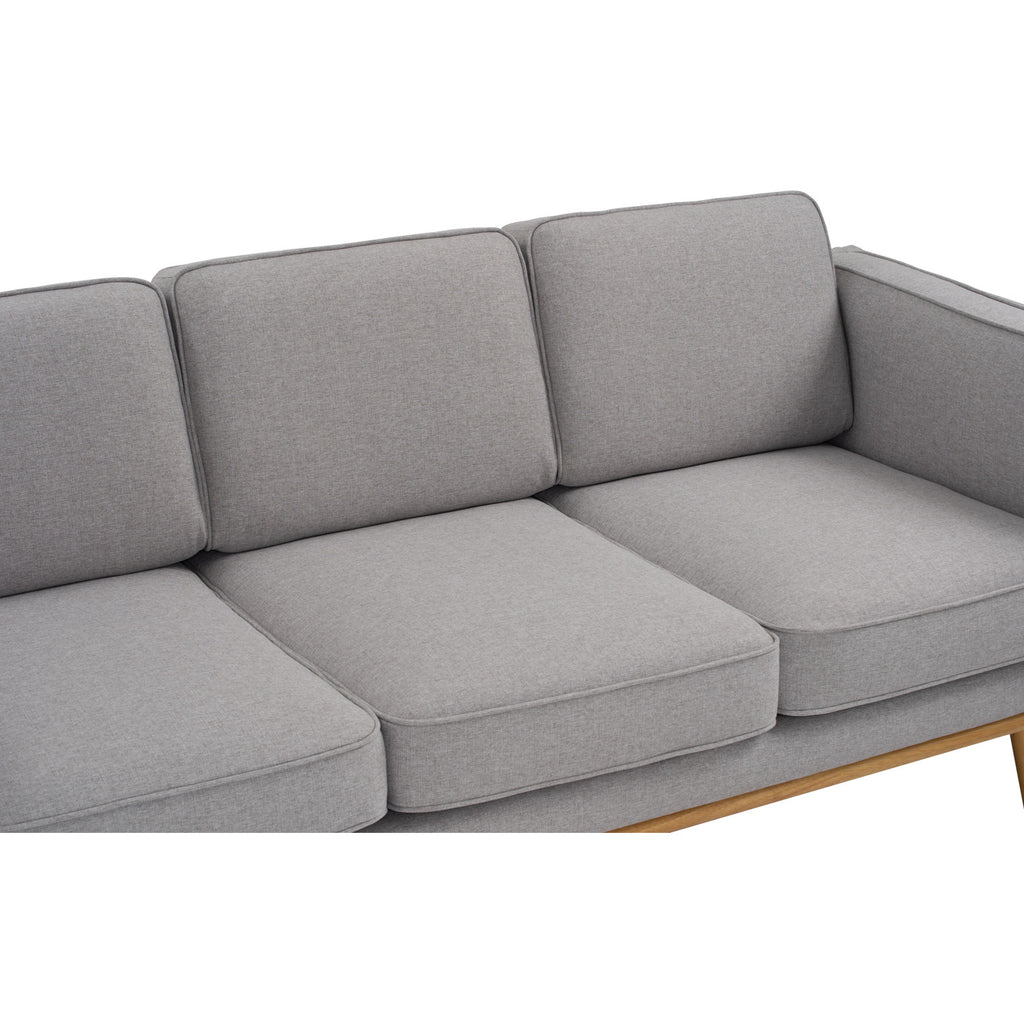 Civic 3 Seater Sofa in Natural colour leg, Light Grey colour Challis fabric