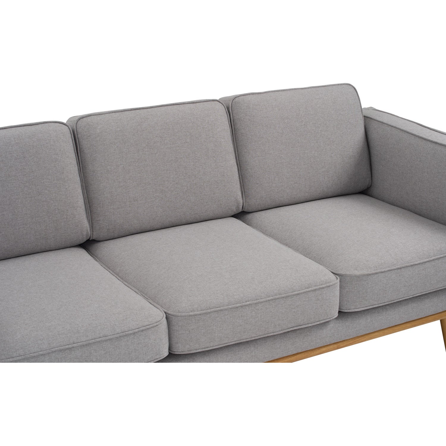 Civic 3 Seater Sofa in Natural colour leg, Light Grey colour Challis fabric