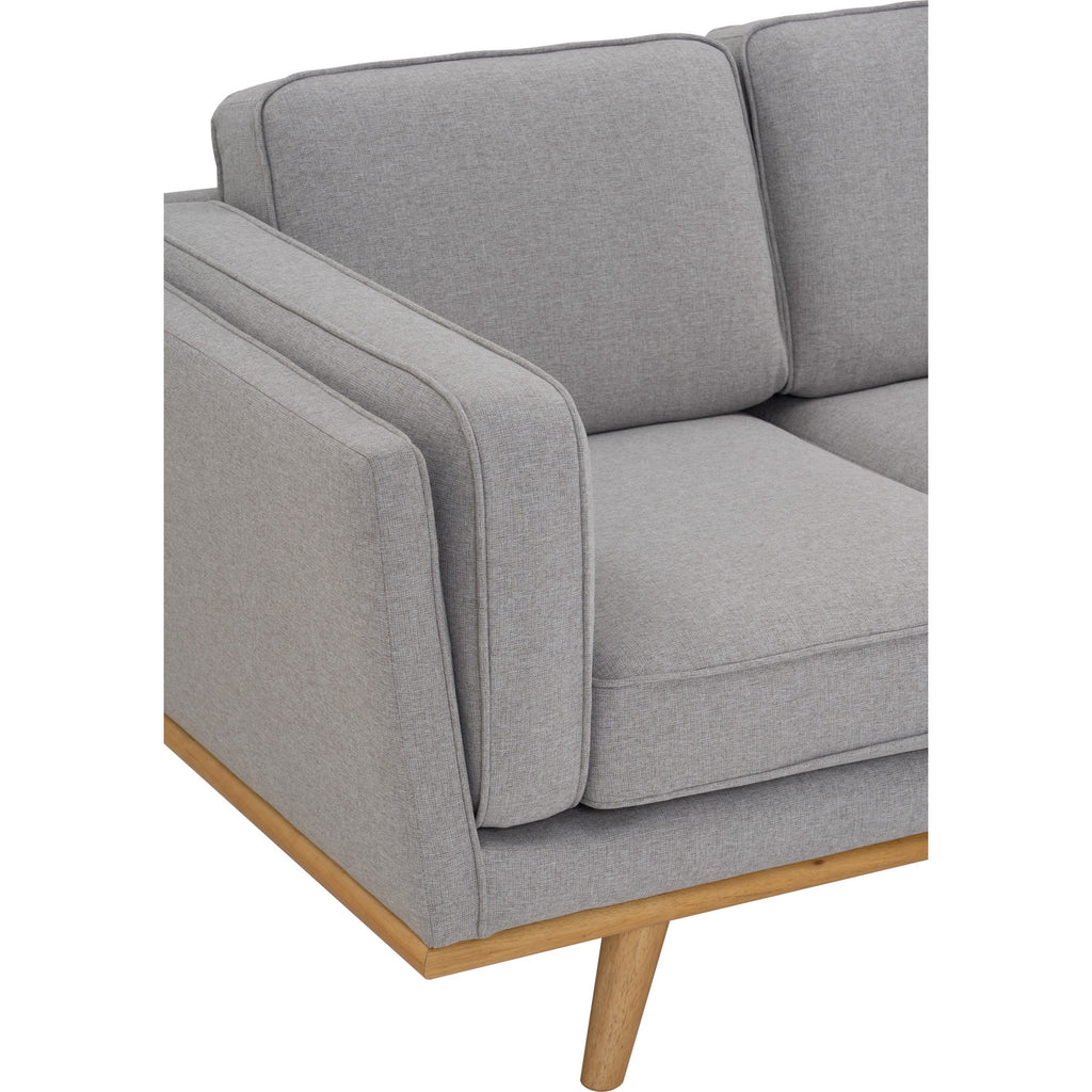 Civic 3 Seater Sofa in Natural colour leg, Light Grey colour Challis fabric