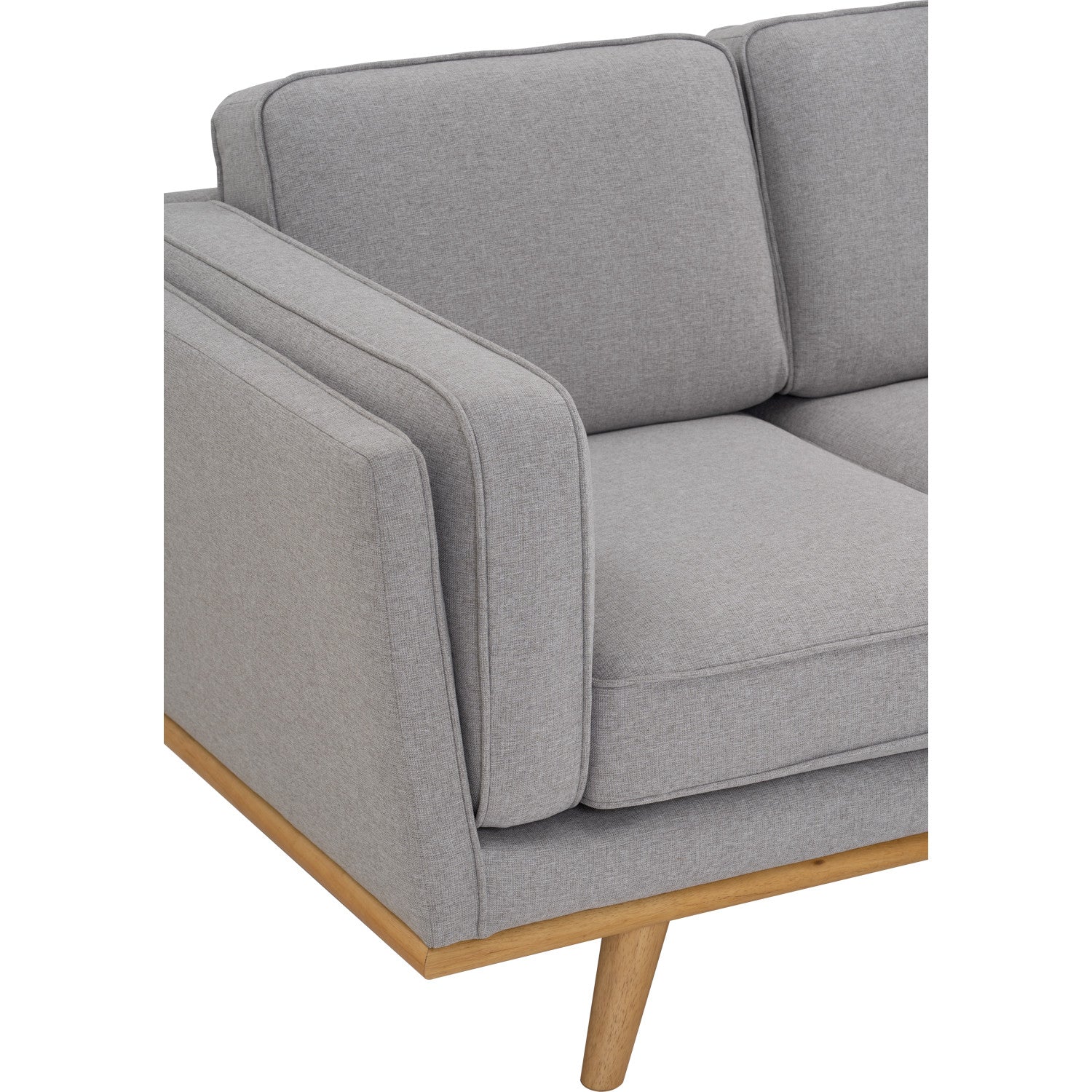 Civic 3 Seater Sofa in Natural colour leg, Light Grey colour Challis fabric
