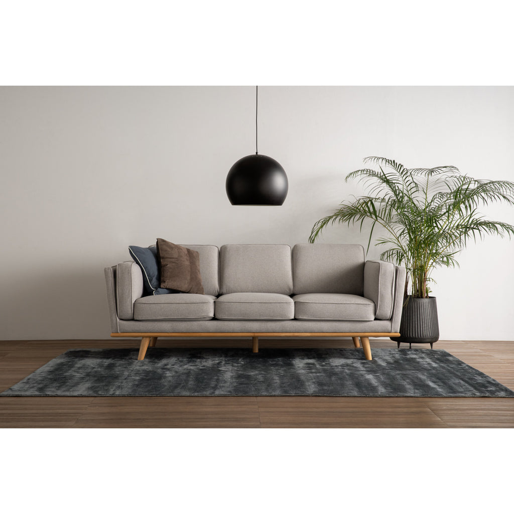 Civic 3 Seater Sofa in Natural colour leg, Light Grey colour Challis fabric