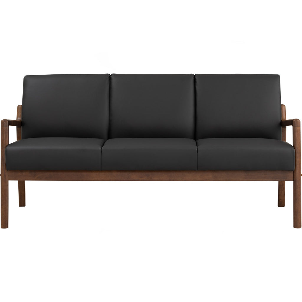 Mendo 3 seater sofa with Cocoa colour leg, Espresso colour Premium Vinyl.