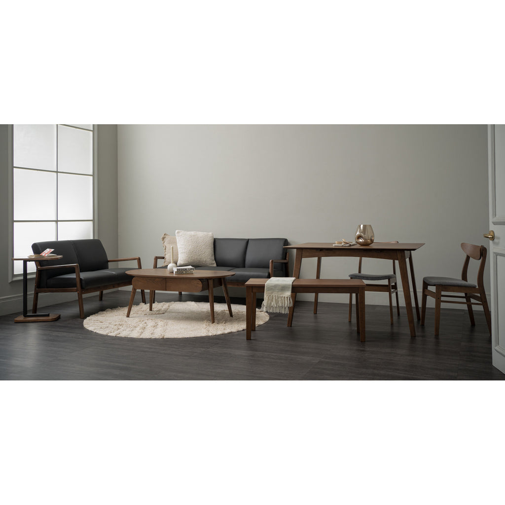 Mendo 3 seater sofa with Cocoa colour leg, Espresso colour Premium Vinyl.