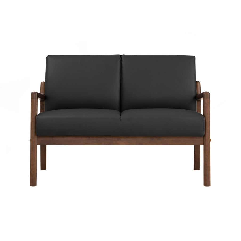 Mendo 2 seater sofa with Cocoa colour leg, Espresso colour Premium Vinyl.