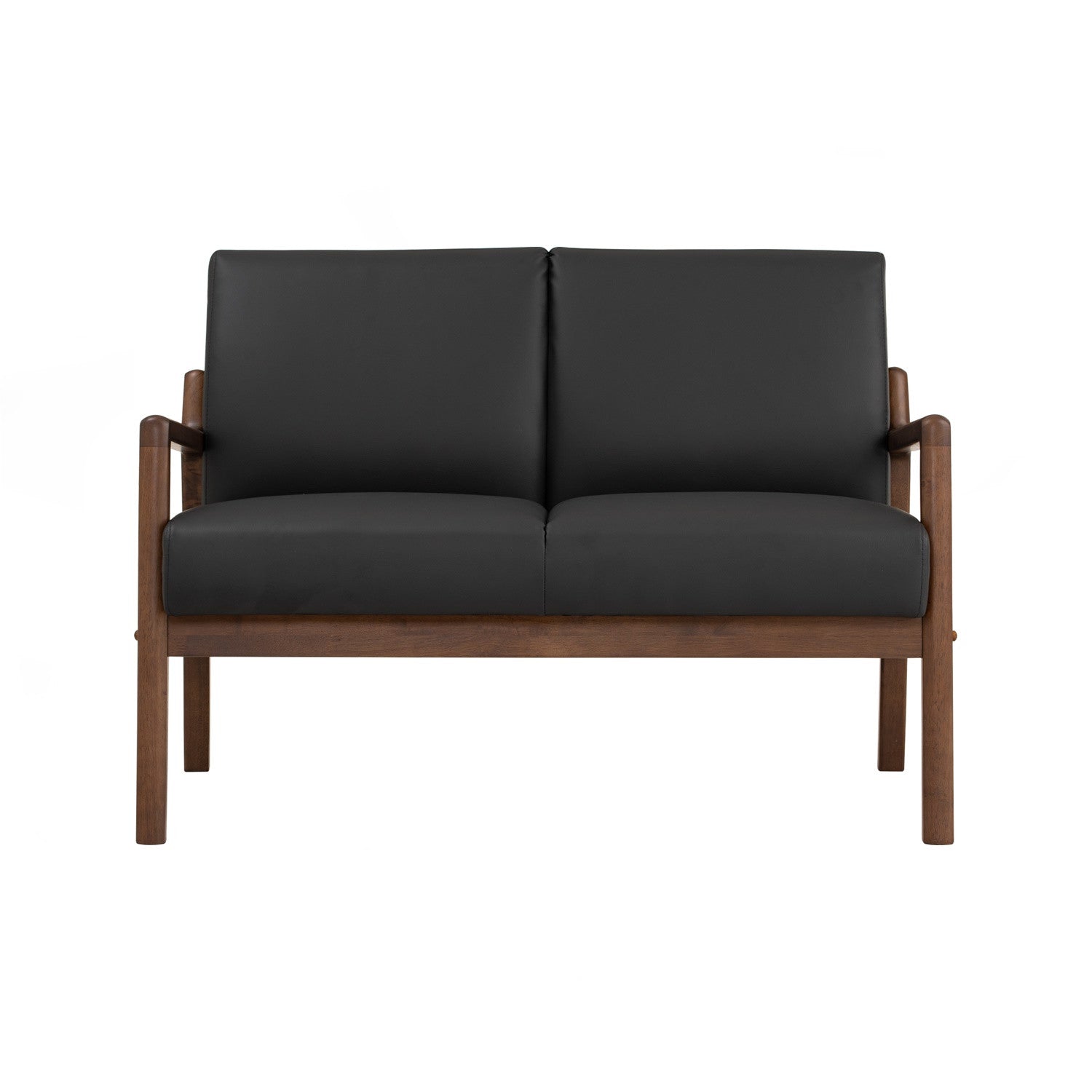Mendo 2 seater sofa with Cocoa colour leg, Espresso colour Premium Vinyl.