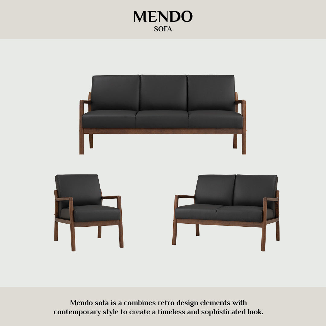 Mendo 1 seater sofa with Cocoa colour leg, Espresso colour Premium Vinyl