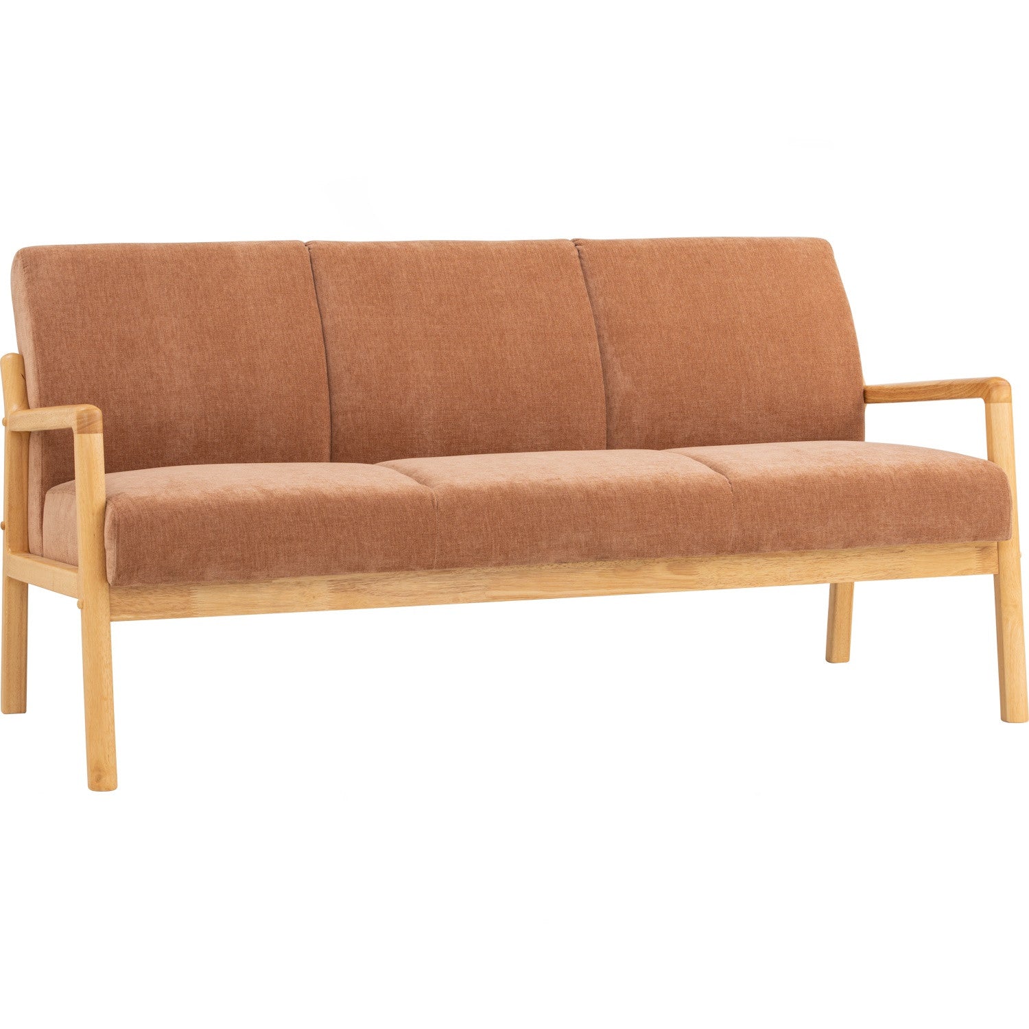 Mendo 3 seater sofa with Natural colour leg, Almond colour Danny A fabric