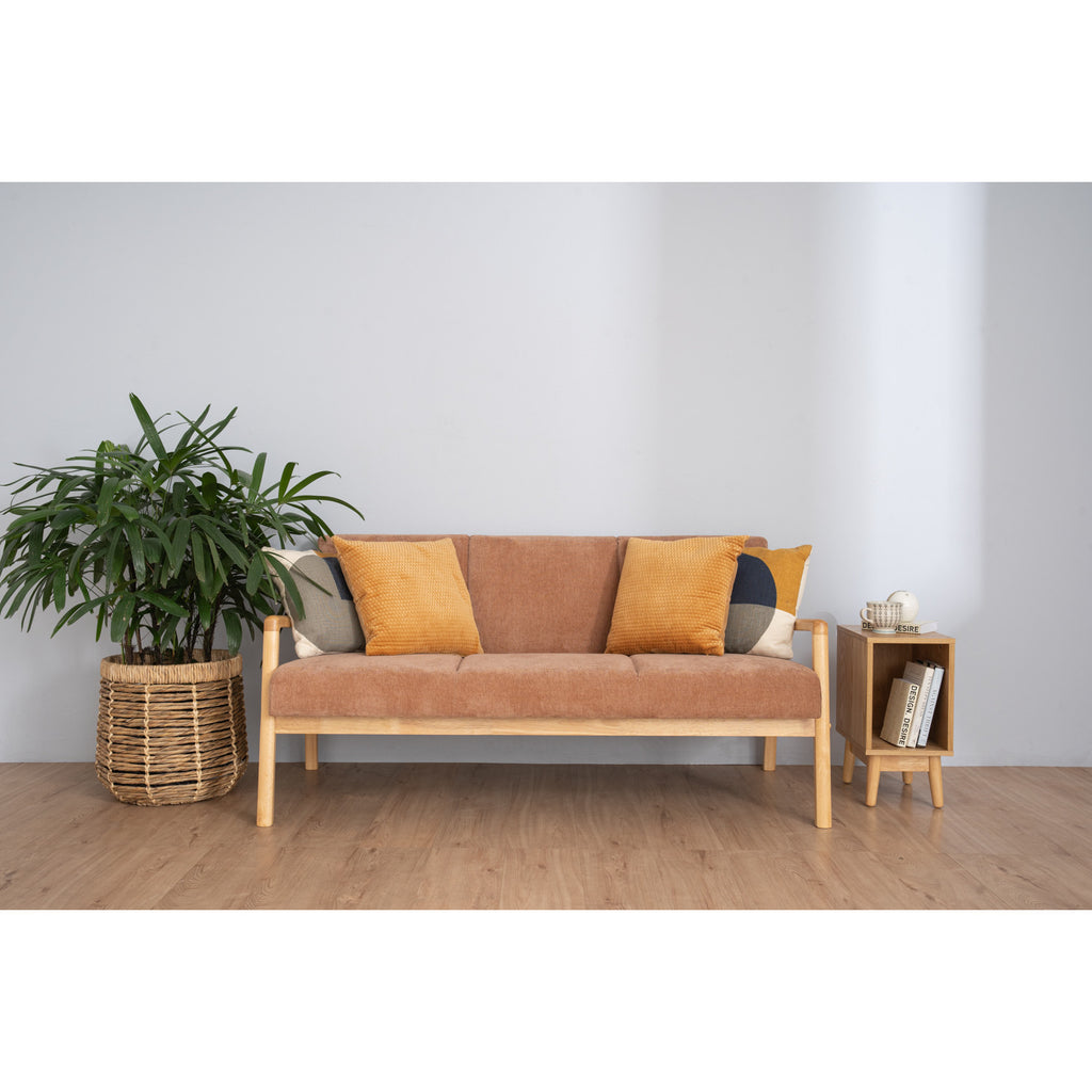 Mendo 3 seater sofa with Natural colour leg, Almond colour Danny A fabric
