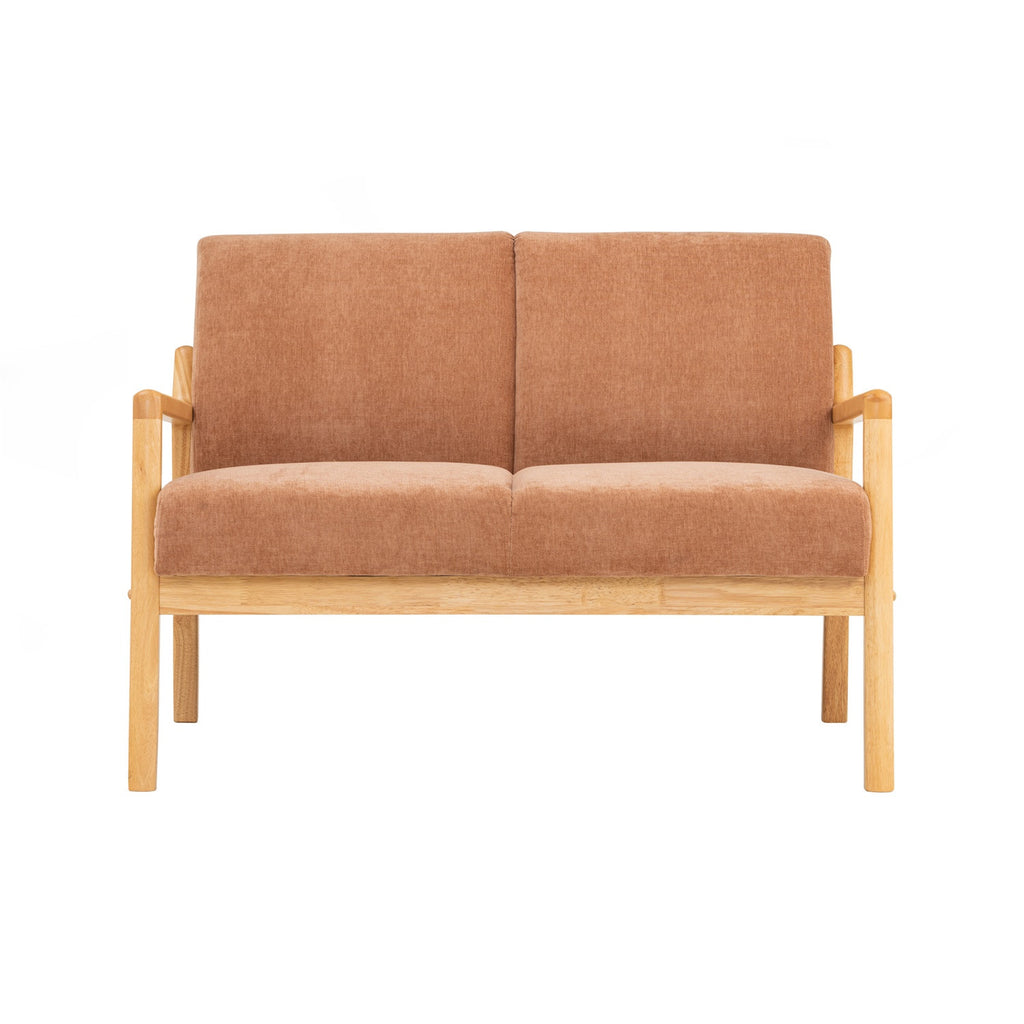 Mendo 2 seater sofa with Natural colour leg, Almond colour Danny A fabric