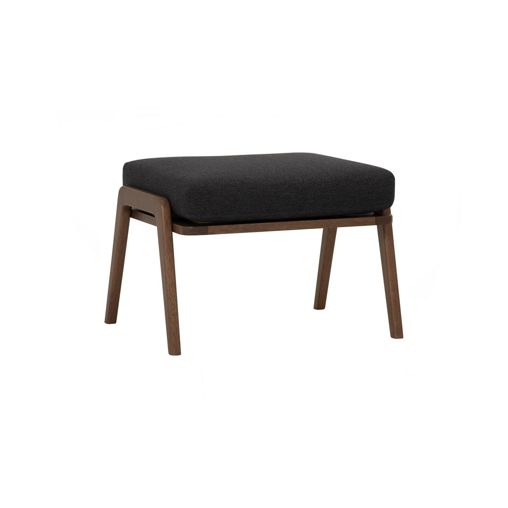 Aston stool in Cocoa colour frame, Seal colour Dimity fabric cushion