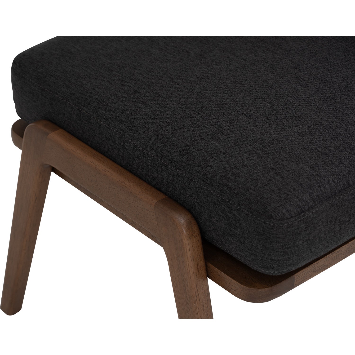 Aston stool in Cocoa colour frame, Seal colour Dimity fabric cushion