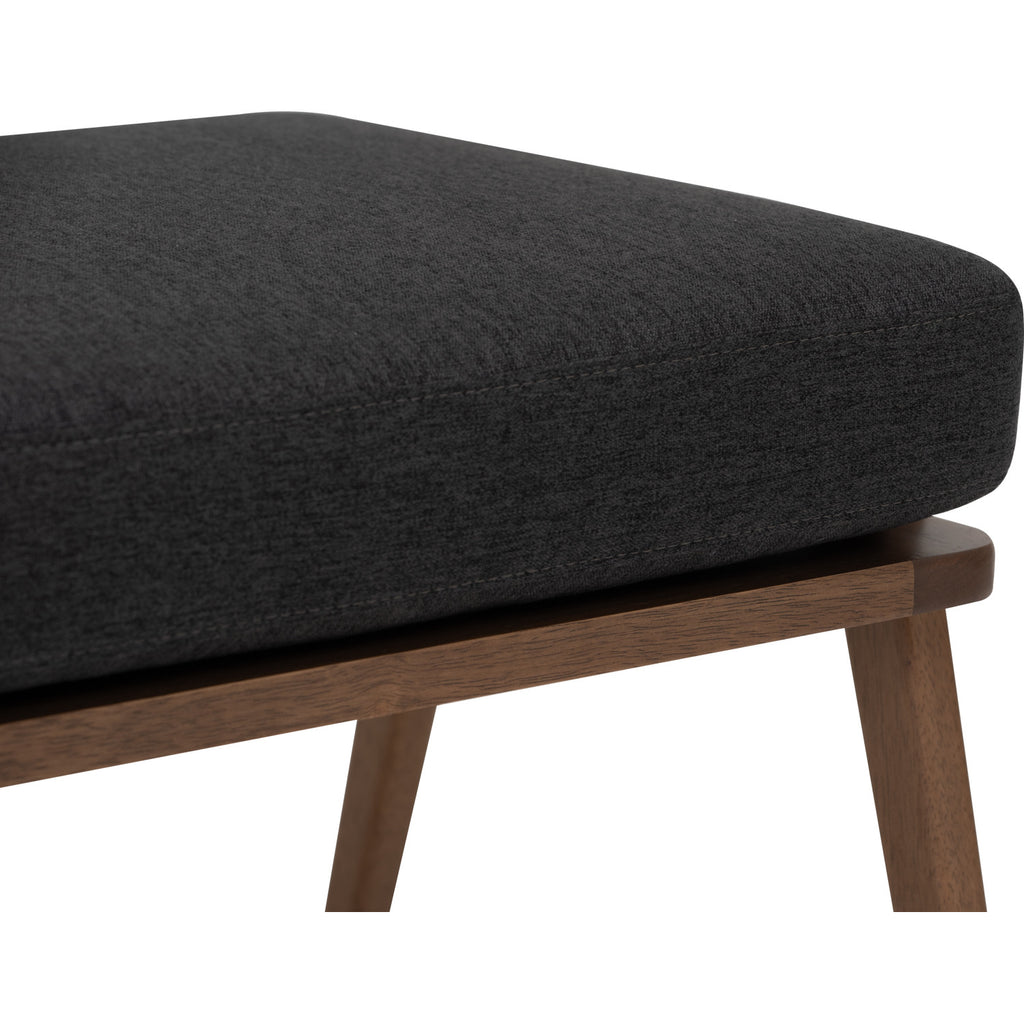 Aston stool in Cocoa colour frame, Seal colour Dimity fabric cushion